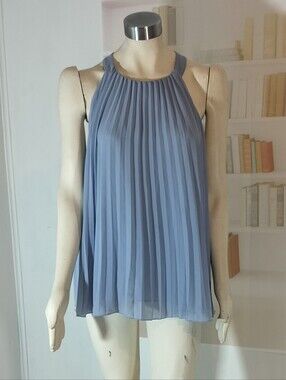 H&M Dusty Blue Pleated Halter Top